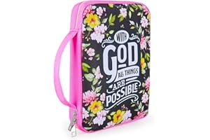 Beinou Bible Cover for Women Girls Bible Case Large Bible Bag with Handle Zipper Pocket Bible Covers Book Cover for Bible Study Supplies