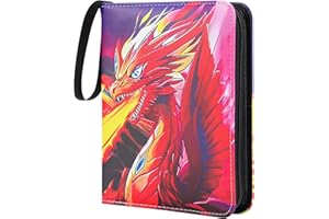 YIEDLSKSY Trading Card Albums 4 Pocket,Trading Card Binder Waterproof, Premium Cards Holder Album with Removable Sleeves, Trading Card Albums for Boys Girls (Fire New)