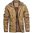CHEXPEL Men's Thick Winter Jackets with Hood Fleece Lining Cotton Military Jackets Work Jackets with Cargo Pockets