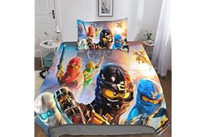 FIBITA Ninjago Bettdecke Set,3D Bettwäsche Ninja Bettbezug Mit Kissenbezug Microfaser Hypoallergen Bettbezüge Weicher Für Kinder Jungen Männer Baby Single（135x200cm）