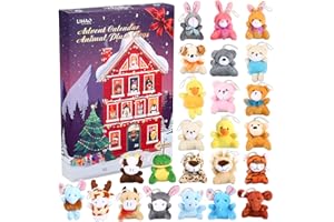 LIHAO Calendario dell'Avvento, 24pz MINI Giocattoli di Animali Peluche Regali Natale per Bambini