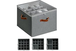 Hiyorsoa Shoe Organiser, Fits 16 Pairs Adjustable Fabric Shoe Storage with Clear Dust Cover & 4 Handle, Space Saving Shoe Organiser Box for Boots Heels Sneakers