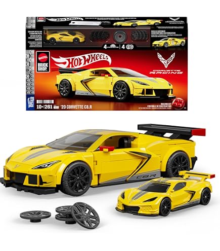 Coffret De Construction Hot Wheels – Custom Camaro 1968 Mattel Brick Shop – 289 Pièces, Échelle 1/32 – Plaque Métal Et Voiture Exclusive – Dès 10 Ans