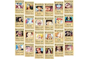 TOKISO OnePiece Póster,24 PCS OnePiece Luffy Bounty Wanted Poster Kit de Collage de Anime Pared Manga Estética Carteles Pintura Hd Amantes del Anime Estar Dormitorio Decoración de Fotos para Regalos