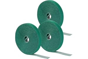 Phoetya Plant Ties Tape 15m,3 Roll Green Garden Ties Self Adhesive Tape Hook Loop Garden Strips,12mm Tree Ties Plant Stake Cane Supports Wrap Tape,5m per roll