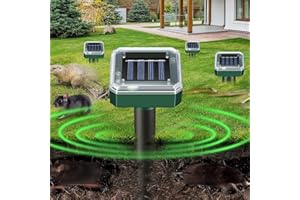 HOPSEM Solar Mole Repellent 4 Pack Easy to use Waterproof Gopher Scarer Ultrasonic Groundhog Repeller Outdoor Rat Deterrent for Snake Rodent Vole Garden Farm Orchard