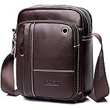 BAIGIO Bolso Bandolera Hombre de Cuero Bolso de Hombro Piel Pequeño Vintage Crossbody Bag Casual (Marrón brillante)