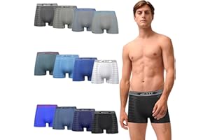 DOUBLE M, Pack 12, Calzoncillos Bóxer o Slip sin Costura, Calzoncillo Invisible para Hombre, Material Flexible y Transpirable, Ropa Interior Cómoda de Hombre, Uso Diario o Deporte.