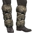 HiiFeuer Viking Artificial Fur Barbarian Leg Warmers Wrap, Medieval Fuzzy Leg Gaiters, Warrior Shin Guards Vintage Leg Armor