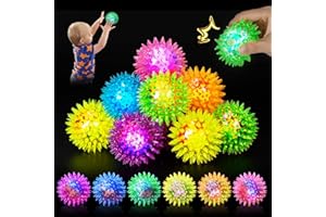 LIBERSHINE Set da 12 Palla LED Riccio Antistress, Massaggio Luminosa per Cani, Fluorescente in Vari Colori per Feste