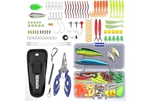 ‎VEYCVLA VEYCVLA Angeln Köder Set mit Köderbox für Zander,Forelle,Barsch,Wobbler Hecht,Angelzubehör - Gemischt Kunstköder,Gummifische,Spinner,VIB,Oberflächenköder,Popper,jigheads für Süß- & Salzwasser Fischen