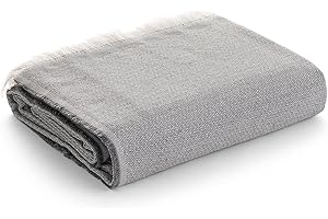 GAMUSI Sofaüberwurf für 2-Sitzer, Mehrzweck-Tagesdecke, Bettüberwurf 90/105 cm, Jarapa Foulard, Sofaüberwurf, Baumwolle, einfarbig, 180 x 280 cm, Hellgrau