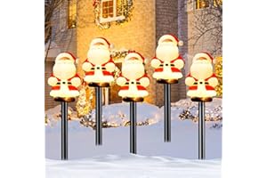BORDEAG LED Gartenstecker Weihnachten, 5 Stück Weihnachtsbeleuchtung Außen, Weihnachtsmann Stableuchten, LED Garten Leuchtstäbe, Gartenleuchte Weihnachten, Balkon Weihnachts Deko Außen für Garten Terrasse