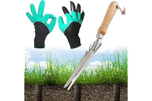 cygjing Couteau Desherbeur Manuel 5 en 1 Arrache Mauvaise Herbe Outillage de Jardin Idéal pour Désherbage et Entretien du Jardin Poignée Ergonomique Arrache Pissenlit en Bois pour Désherber Planter