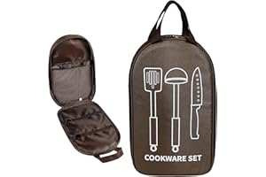 STEK Kitchen Utensil Storage Bag, Large Capacity Water Resistant Outdoor Cookware Bag Cooking Utensils Storage Bag Perfect for Travelling Camping Panic Hiking