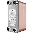 AB Plate Heat Exchanger, 3"x 8" 50 Plates Water To Water Heat Exchanger, Copper/SS316L Stainless Steel Brazed Plate Heat Exchanger For Floor Heating, Water Heating, Snow Melting