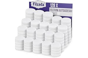 Filzada® 128x Feltrini autoadesivi - Ø 20 mm (rotondo) - Bianco - Scivoli professionali per mobili Feltro con adesione ideale