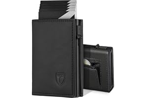 TEEHON Portafoglio Uomo, Portafoglio Uomo Slim, Portacarte in Pelle con Protezione RFID, Porta Carte di Credito uomo Piccolo, Porta Tessere con Portamonete e Scomparti Banconote - Confezione Regalo