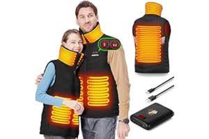 Beheizbare Weste für Herren Damen,Beheizbare Jacke mit 14400mAh QC3.0 Powerbank,Beheizte Heizweste mit 10 Stunden Betriebsdauer,Dual-Schalter,Wasserdichte Heizjacke zum Klettern,Wandern,Camping