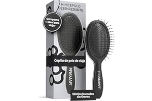 FRAMAR Cepillo Viaje Pelo - Cepillo Pelo Pequeño, Cepillo Pequeño Pelo, Mini Cepillo de Pelo, Escova Cabelo, Compacto Para Viajar, Para Todo Tipo de Cabello - Negro Mate