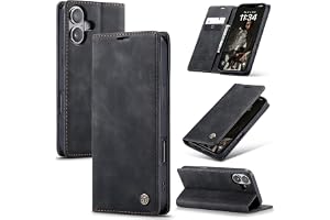 Azororo Skal för iPhone 17 Premium Läder Fodral | Svart,Magnetiskt plånboksfodral,flipfodral,Kortplats,Kickstand, Vikbart Skyddande Skal för iPhone 17