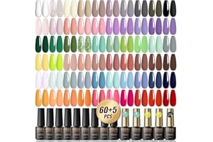 ROSALIND Zestaw lakierów do paznokci UV, 65 sztuk mini żelowych lakierów do paznokci Shellac lakier do paznokci biały brązowy czarny zielony pomarańczowy czerwony kolorowy żel żelowy do studia