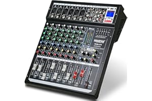 JINDAAUDIO Professionelle Mixer Sound board Konsole, 8 Kanal Mikrofon/Line Eingang, USB MP3 Eingang, Sound Mixer, 48V Phantomspeisung, Stereo Podcast Mixer, DJ Studio Soundboard, FX Reverb Delay Audio Mixer