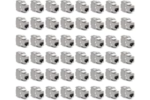 kwmobile Keystone Module Jacks - 48 Piece CAT6A Shielded Keystone Jack RJ45 Cat 6A Ethernet Module 10 Gbit with Shielded Metal Housing