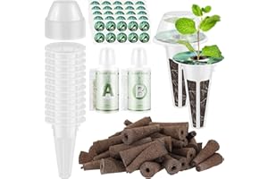 GORWOCO8 128pcs Seed Pods Kit Hydroponics Growing System with 50pcs Seed Pods, 12 Grow Baskets 50 Plant Baskets Labels 2 Refill Fertilizer, Hydroponic Growing Kit for Veggies Flowers