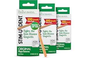 NATURAL DENTIST Stim-U-Dent - Removedores de placa, 24 paquetes de 25 palillos por paquete (600 púas), sabor a menta
