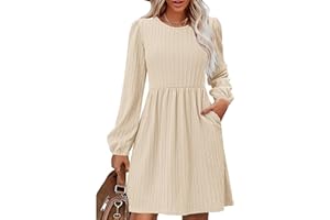 Zeagoo Jumper Dress for Women Long Sleeve Winter Dresses Casaul Loose Fitting Knitted Skater Dress with Pockets