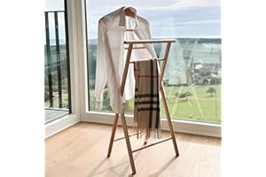 Staboos Stummer Diener aus Massiv Holz - klappbarer Herrendiener und Butler - fertig montierter Damendiener Kleiderständer in 3 Farben (Buche lakier)