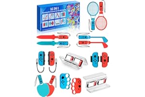 BRHE 16in1 Switch Sports Accessories for Nintendo Games: Family Switch Games Accessories Bundle Set Kit for Nintendo Switch/OLED Sports Games