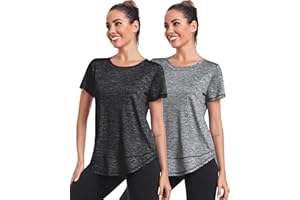 Deaviya Women's Sports T-Shirt Gym Tops, Short Sleeve Workout Casual Running Tops, Ladies Gym Yoga Sports Top, Crew Neck Fitness T-Shirts for Women, Loose Side Split Tee