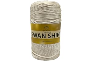 filati italiani Cordino Swan Shiny, Filato Lucido per Borse, 100% Polipropilene 250g (panna lucido - 16, 250g)