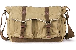 Gootium Canvas Messenger Bag - Vintage Shoulder Bag Frayed Style Satchel