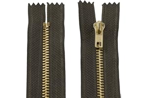 AERZETIX - C61281 - Lot de 2 Fermetures éclair non séparables 16 cm en métal - fermeture à glissière - couleur kaki - couture maroquinerie trousses jupe robe vêtement pantalon mercerie