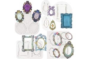 FUNSHOWCASE Juego de 6 moldes de silicona con marco vintage, 12 cavidades, para pasta de azúcar, chocolate, fondant, resina, arcilla polimérica, gumpaste, cera