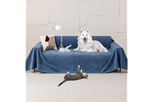 Loiion Fundas de Sofa Anti Gatos, Protector de Sofá para Gatos, Funda Impermeable Sofa, Funda Sofa 3 Plazas, Funda Sofa Gato y Perros Mascotas, Funda Protectora de Sofá Azul Marino 340x180cm
