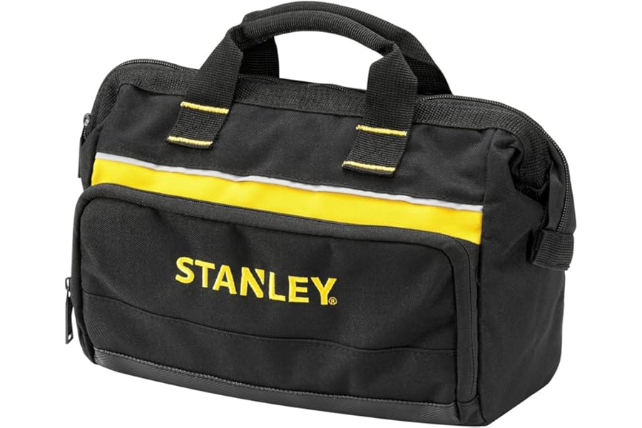 STANLEY Tool Bag (12 inches) - Multiple Pockets for Tool Organisation, Heavy-Duty 600 Denier Fabric, Black, 30 x 25 x 13 cm, 1-93-330