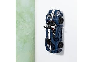 Brickify Gancho de montaje compatible con Lego Ford GT 42154 - Gancho personalizado para modelos de exhibición de pared de coche Technic - Incluye tornillos y tacos de pared para la instalación