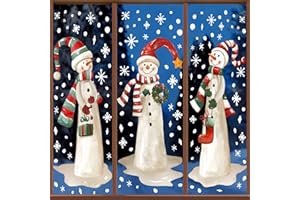 XIMISHOP 3 Sheets Christmas Snowman Window Stickers，13*35 Inch Extra Large Reusable Christmas Window Decals Double-Sided Christmas Static Cling Stickers for Winter Xmas Window Glass Display Decoration