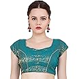 ND & R Women's Readymade, Banarasi Brocade (Chanderi) Short Sleeve Ladies Blouse, Choli for Saree, Ready to Wear.