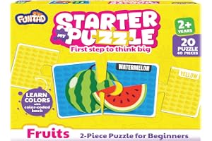 My Starter Jigsaw Puzzle - Fruits & Colors| 2-Piece Puzzle for Kids Age 2,3,& 4 yrs| Montessori Educational Toy Set of 20 Puzzle, 40 Big Pieces| Return & Birthday Gift for Boys & Girls
