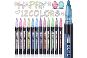 Maqhpu Adventskalender Füllung, Glitzerstifte Magische Stifte, Kleinigkeiten für Adventskalender Kinder, 12 Filzstifte Outline Stifte, Nikolaus Geschenke Kinder, Geschenke für Mädchen 4-12 jahre