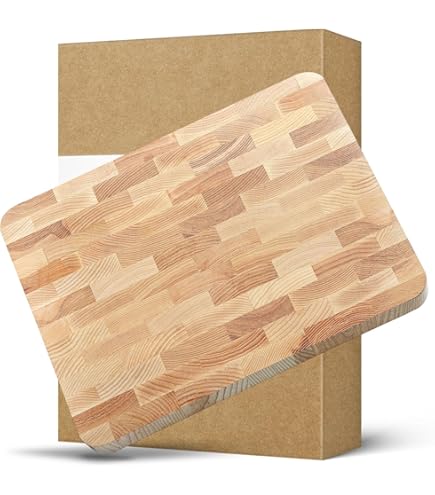 Continenta Bloc à découper professionnel en bois d'hévéa de qualité supérieure, cubes en bois massif collés individuellement, planche à découper de qualité professionnelle, 48 x 36 x 7,3 cm