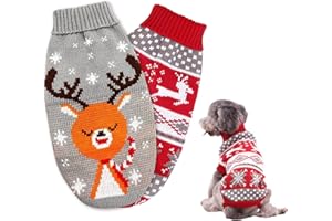 SMDBZDA 2 Pezzi Maglioncino Cane Natale, Maglione Natale Cane Gatto, Natales Maglione per Animali, Cucciolo di Canes Natales Maglia Magliones, per gattini e cani di piccola taglia (XL)