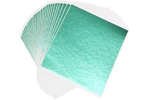 VGSEBA Imitation Gold Leaf Sheets, Cyan Gilding Foil Paper 100 Pieces 8x8.5cm Gold Foil Sheet for Paintings Arts Crafts Nail Handcrafts Frames Furniture Decoration