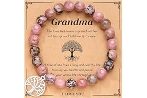 RIXERKOC Bracelet arbre de vie pour grand-mère/nana - 8 mm - Pierre naturelle - Bijou d'anniversaire, Noël, fête des mères, cadeau pour femme