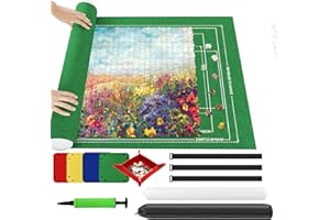 Ainiv Puzzlematte Puzzlerolle Aufbewahrungrolle, Puzzle Roll Storage Mat, Tragbare Puzzles Matte Puzzleunterlage Jigsaw Mat Teppich für bis zu 2000 Teile Puzzelteppich Mat Aufbewahrung mit 4 Sortierer